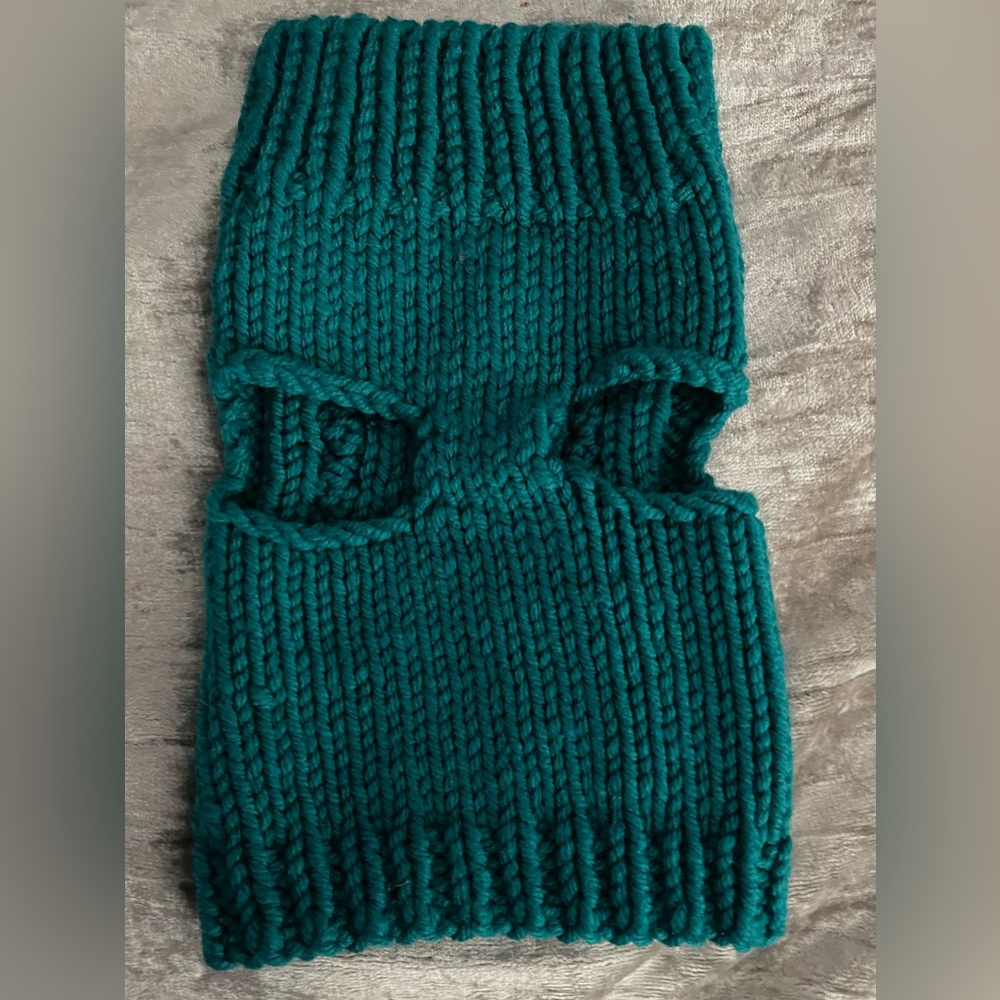 Teal Green Cable Knit Dog Or Cat Sweater | Mock Neck | Small | New - Picture 2 of 4